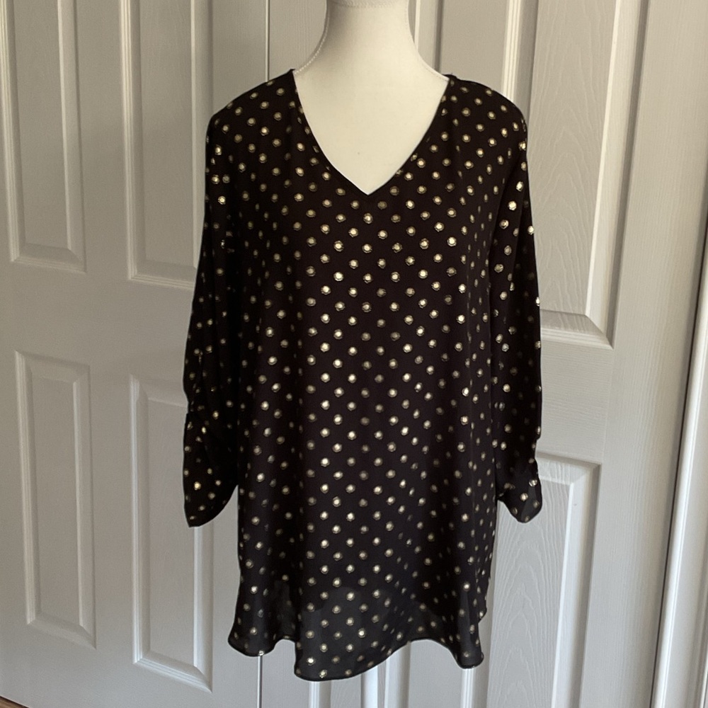 Sami & Jo Black Blouse with Gold Dots